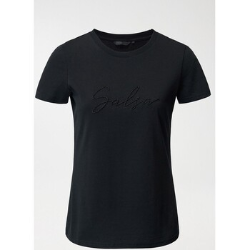 camiseta negra con branding y abalorios Salsa jeans